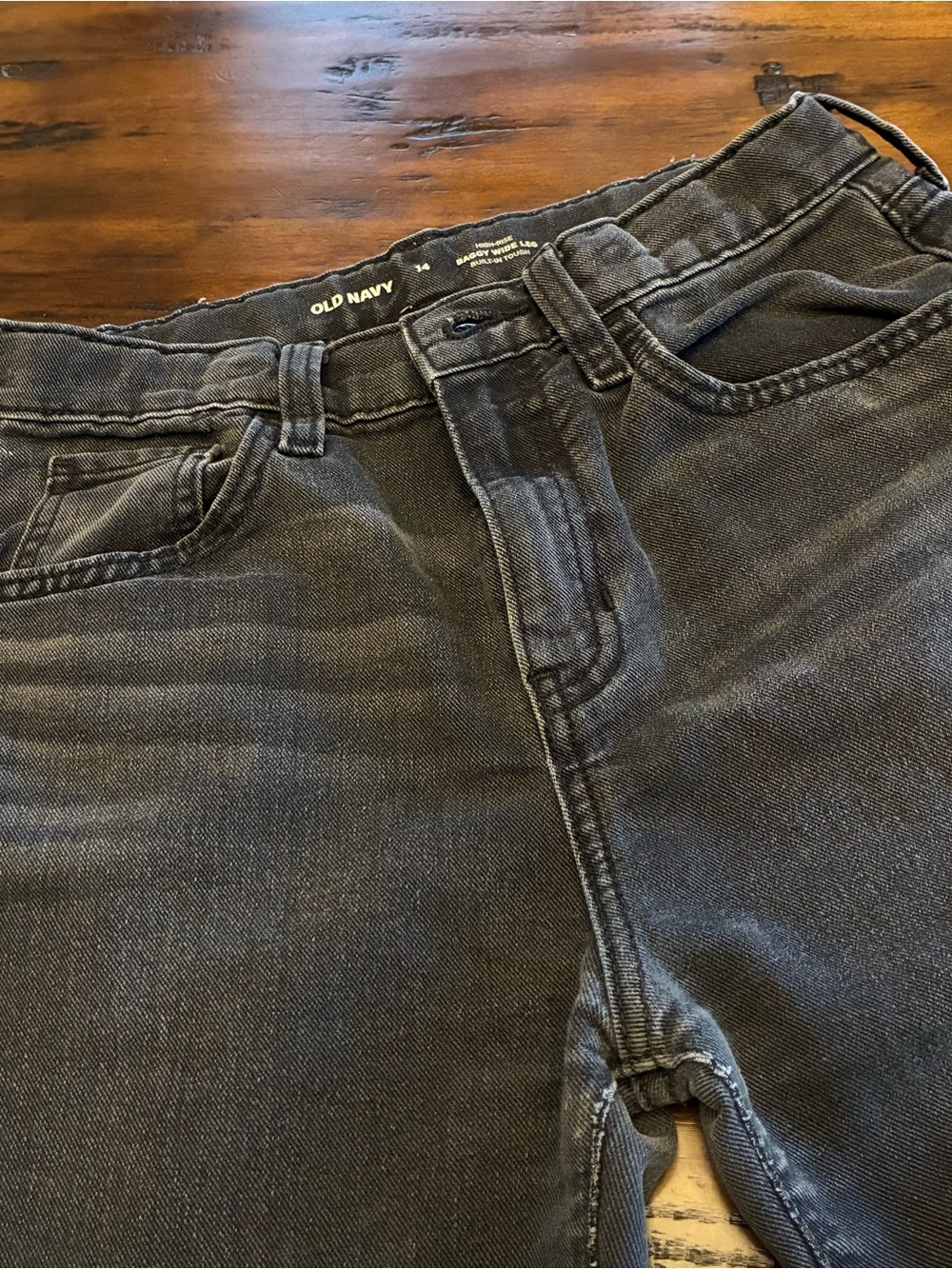 Old Navy Girls Faded Black High Rise Baggy Wide Leg